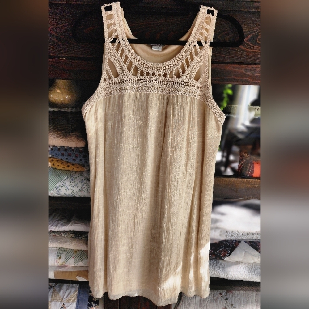 Elegant Cream Crochet Midi Dress